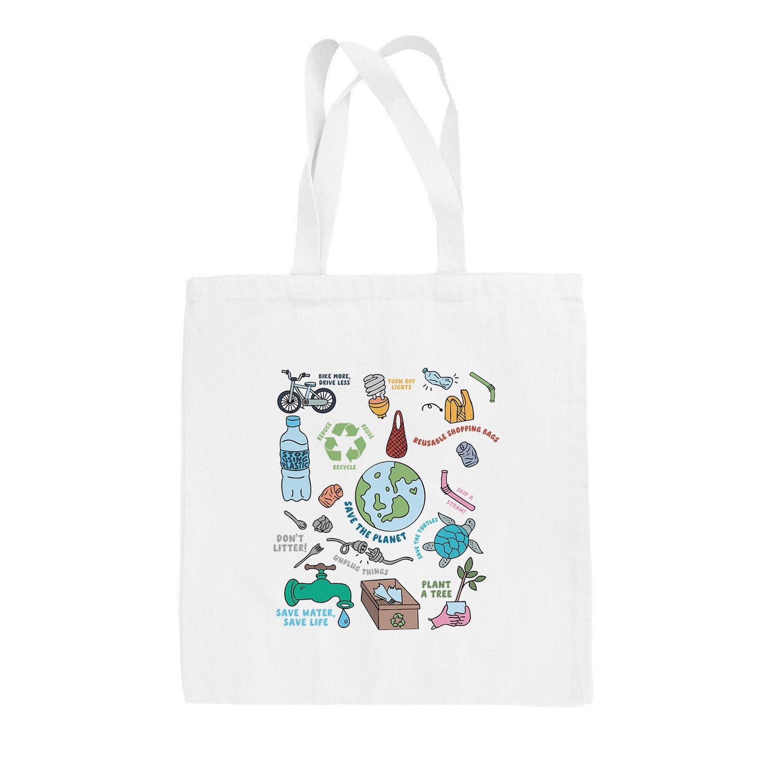 Save The Planet Doodles Tote Bag Ivy + Cloth