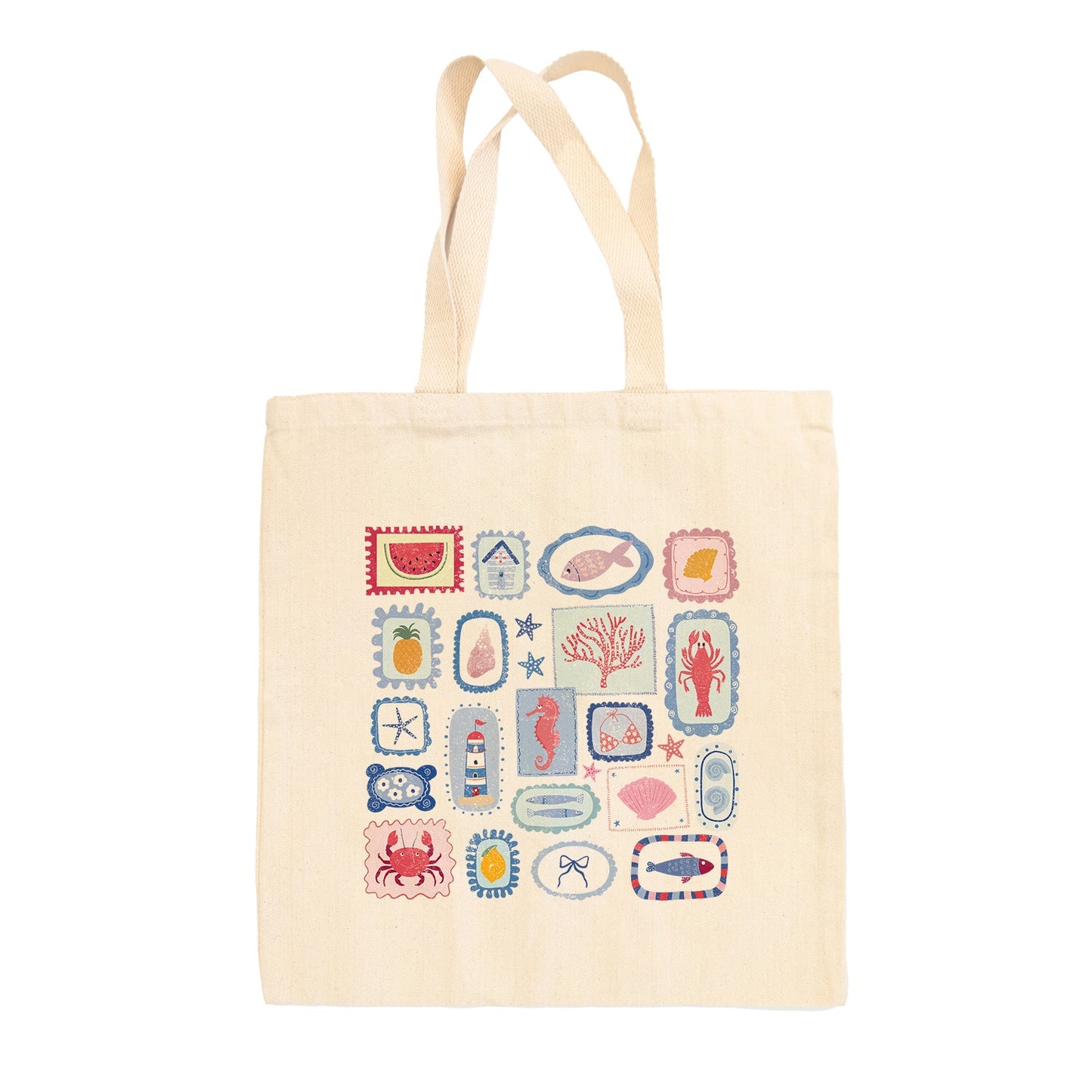 Summer Postage Stamp Doodles Tote Bag Ivy + Cloth