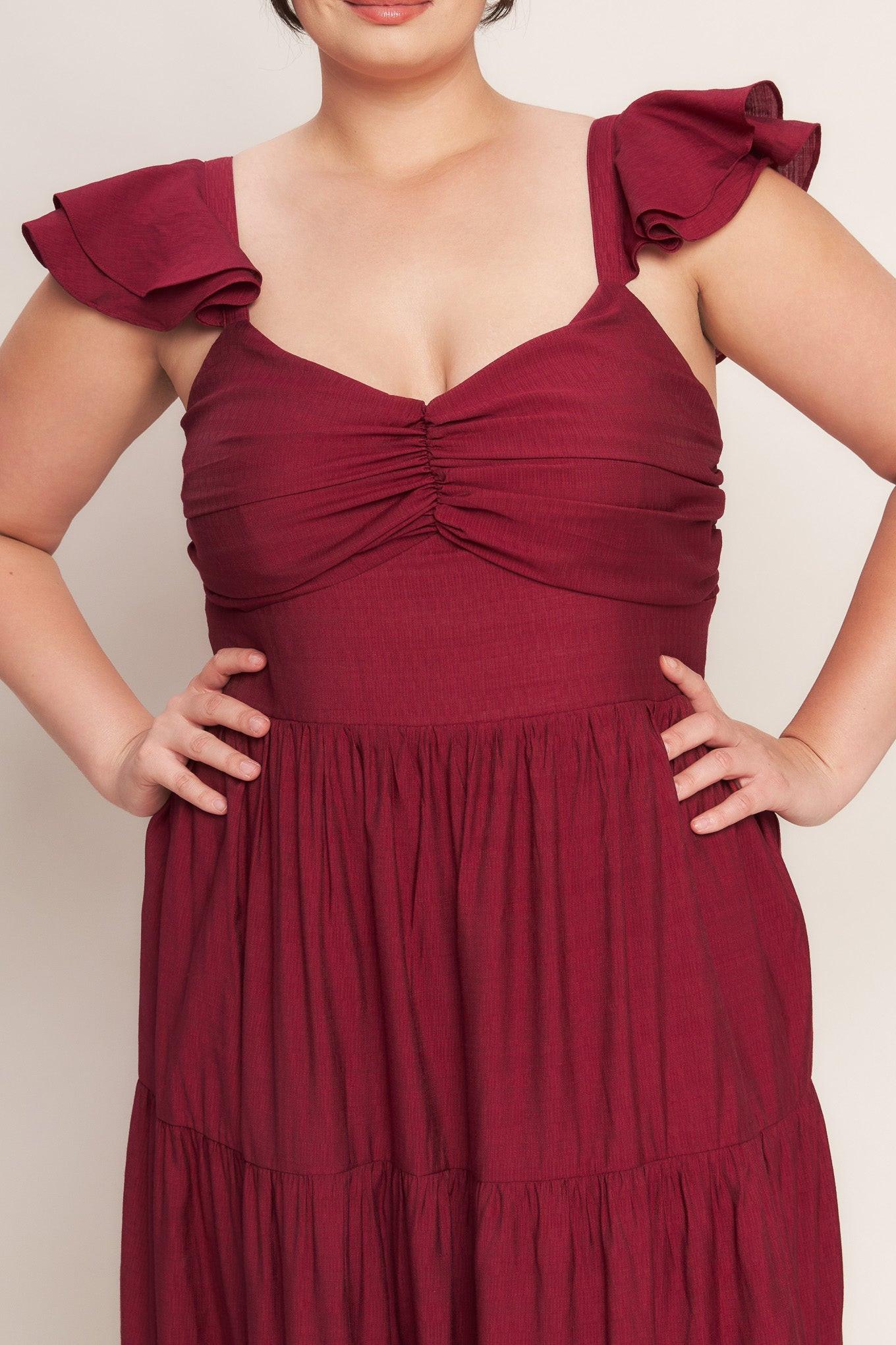 SUMMER MILK DEEP RED WOVEN MAXI DRESS Flying Tomato