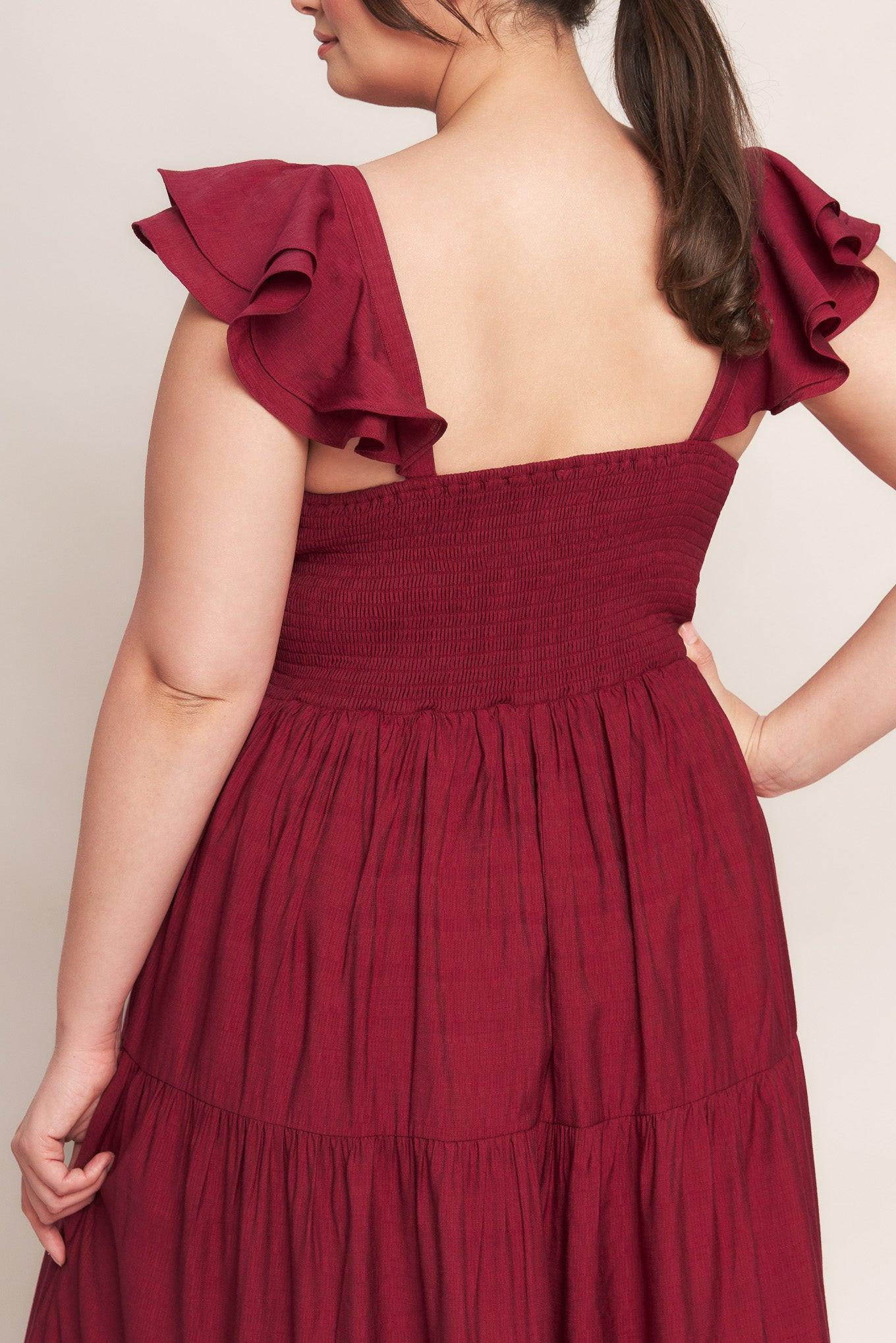 SUMMER MILK DEEP RED WOVEN MAXI DRESS Flying Tomato