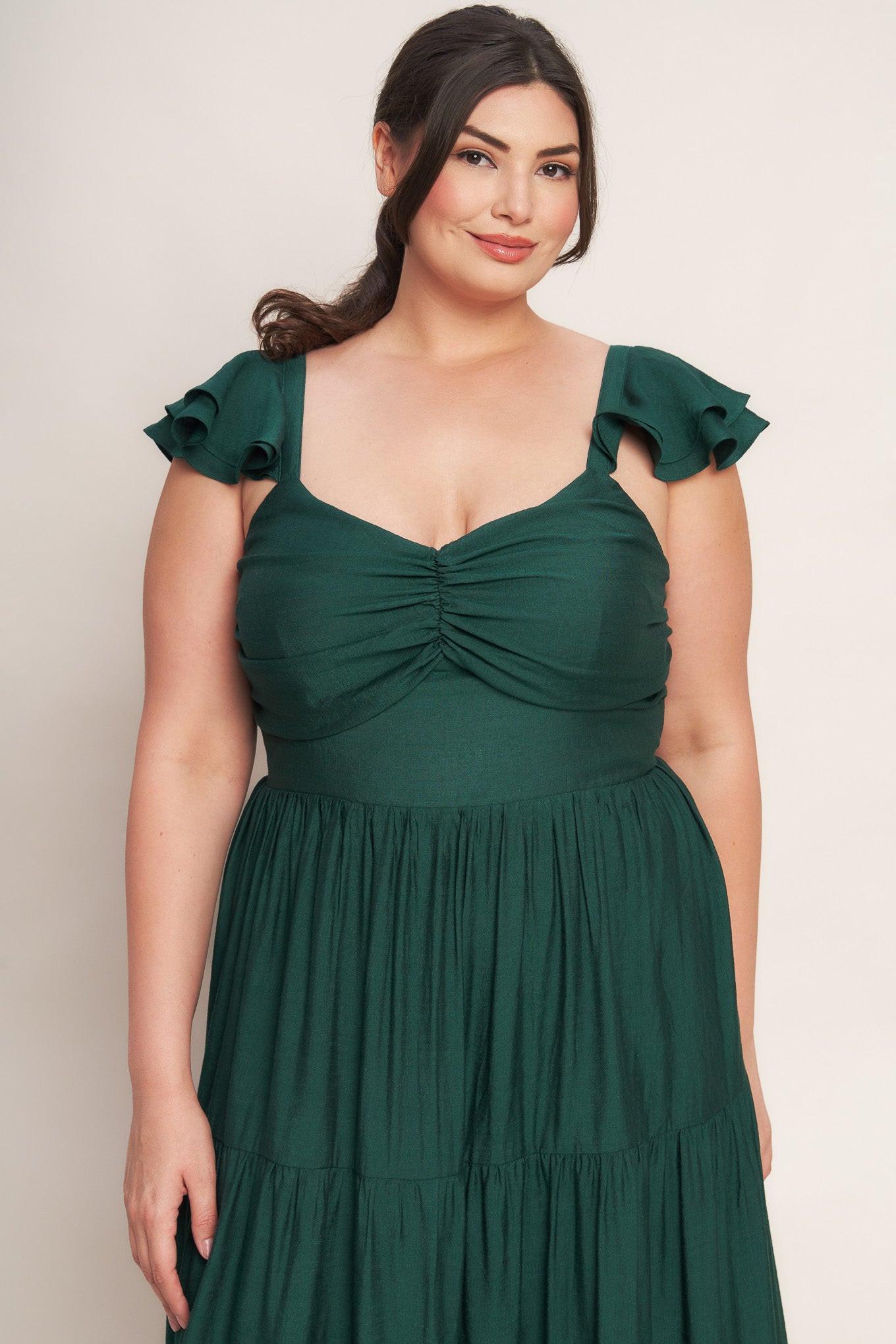 SUMMER MILK FOREST GREEN WOVEN MAXI DRESS Flying Tomato