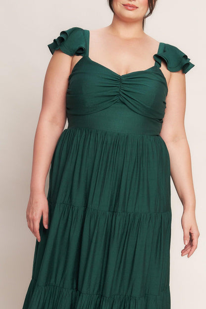 SUMMER MILK FOREST GREEN WOVEN MAXI DRESS Flying Tomato