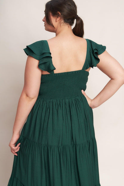 SUMMER MILK FOREST GREEN WOVEN MAXI DRESS Flying Tomato