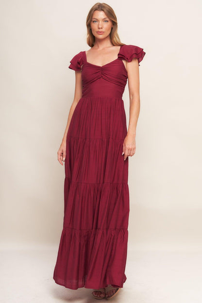SUMMER MILK DEEP RED WOVEN MAXI DRESS Flying Tomato