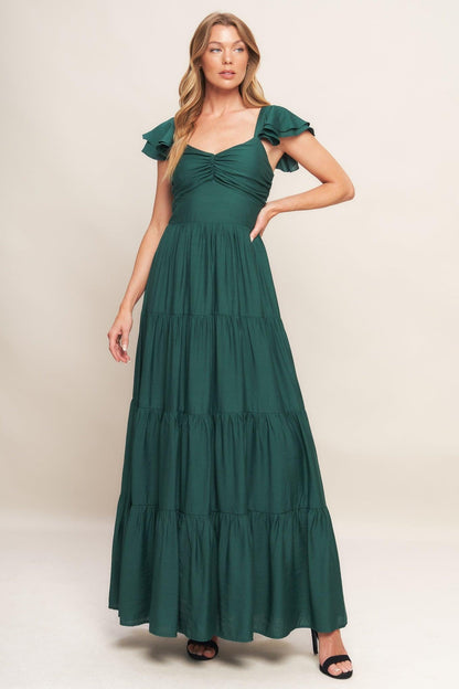 SUMMER MILK FOREST GREEN WOVEN MAXI DRESS Flying Tomato