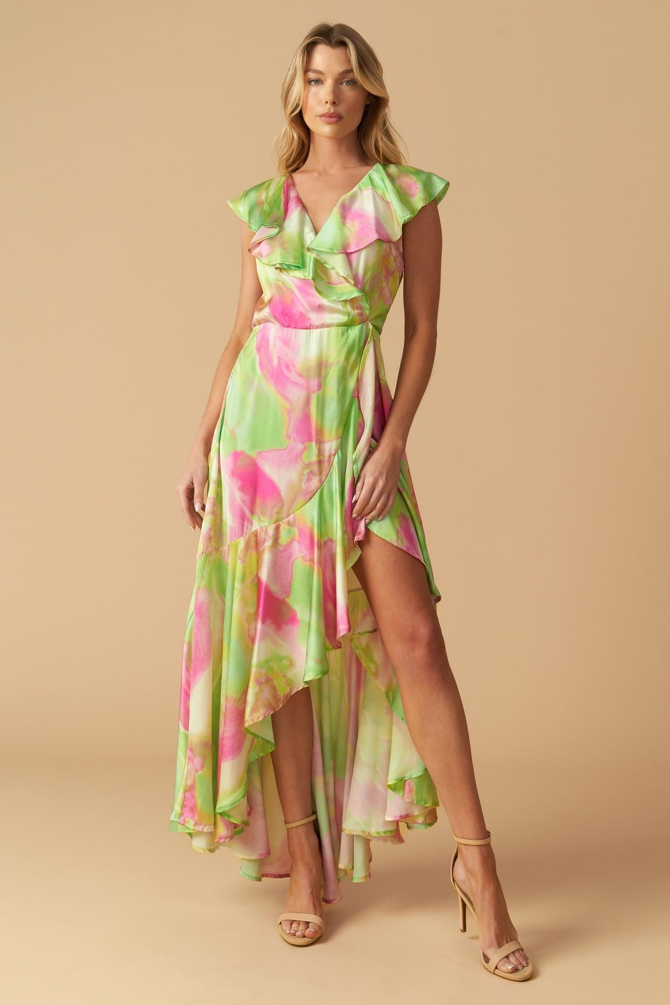 LA BEBE WOVEN SATIN MAXI DRESS Flying Tomato