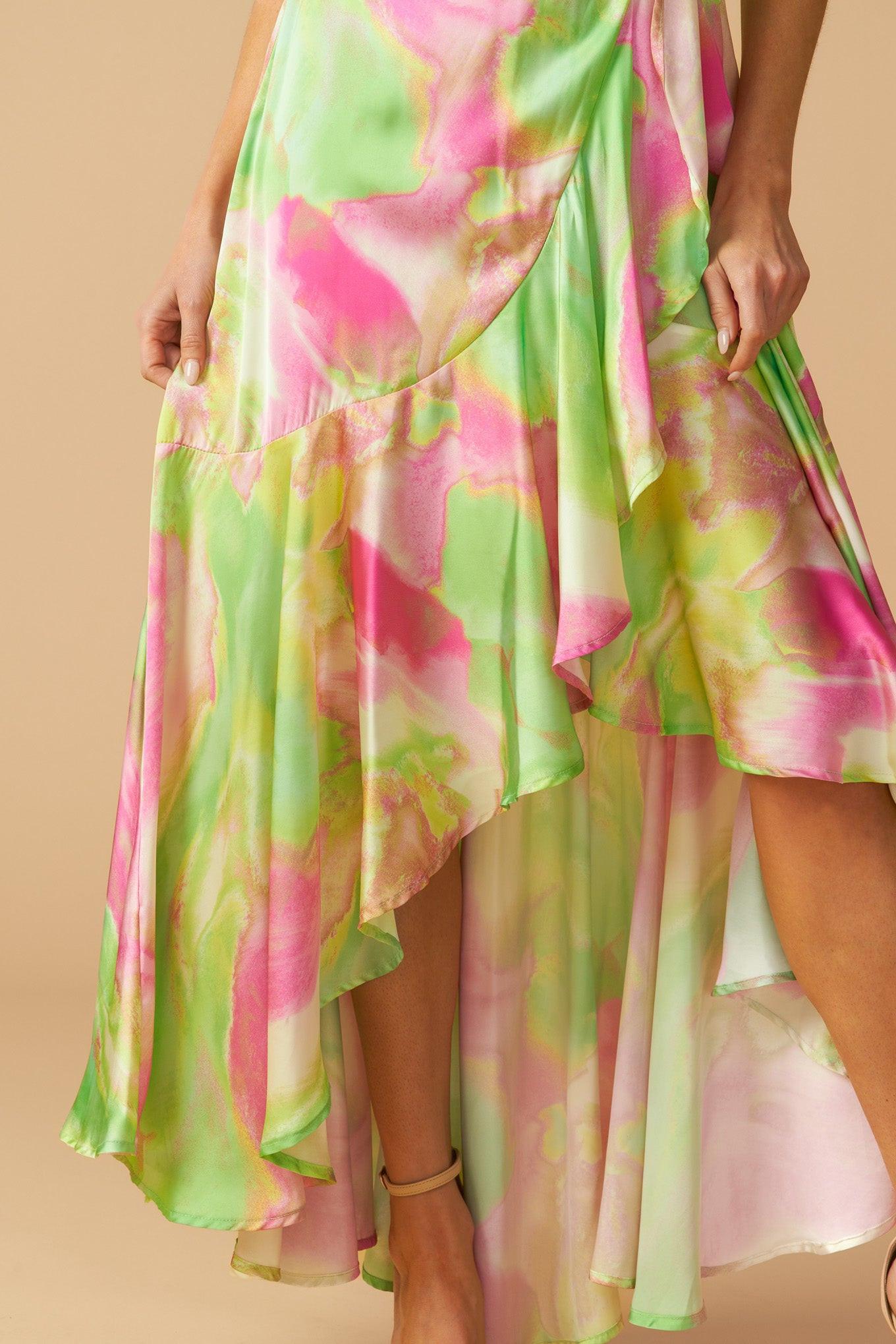 LA BEBE WOVEN SATIN MAXI DRESS Flying Tomato