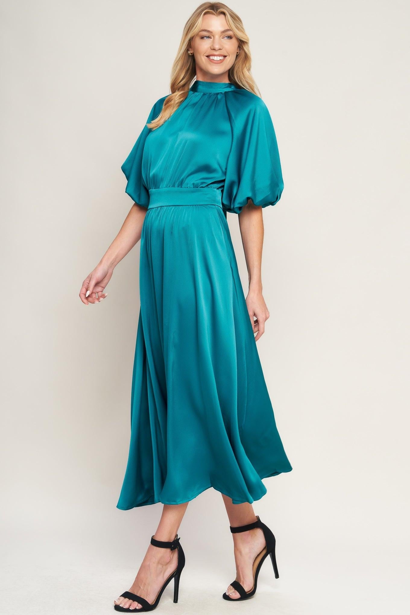 PETAL PROWESS WOVEN MIDI DRESS Flying Tomato