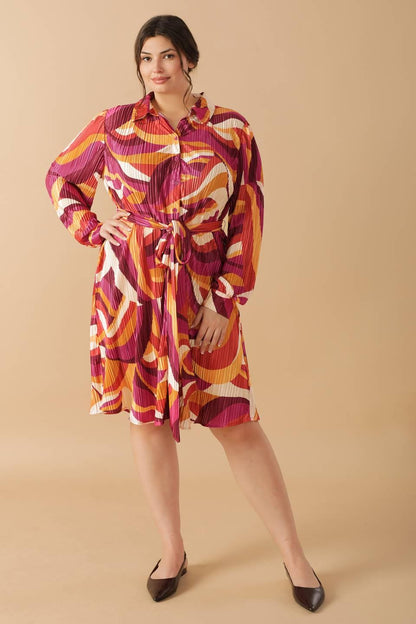 GET ON BOARD WOVEN PLISSE MINI DRESS Flying Tomato