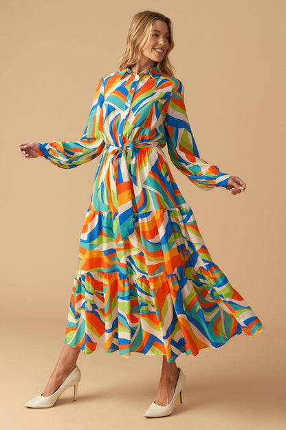 GLAM ATTITUDE WOVEN MIDI SHIRT DRESS Flying Tomato
