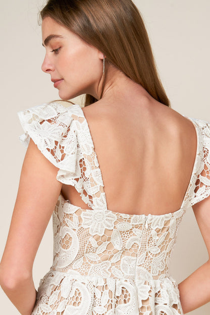 STILL THINKING LACE MIDI DRESS Flying Tomato