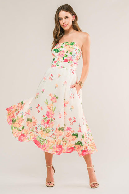 COME WHEN I CALL WOVEN MIDI DRESS Flying Tomato