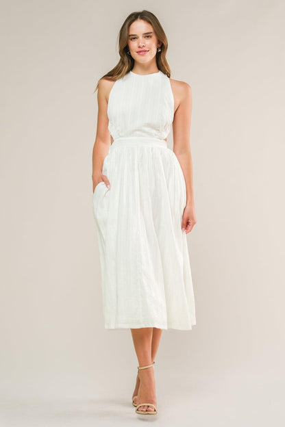 ADMIRED FROM AFAR WOVEN MIDI DRESS Flying Tomato
