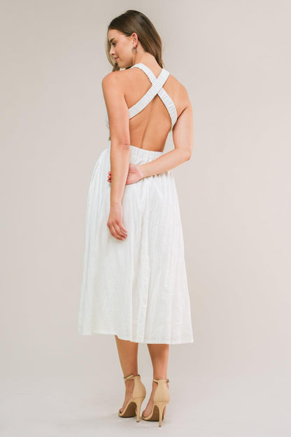 ADMIRED FROM AFAR WOVEN MIDI DRESS Flying Tomato