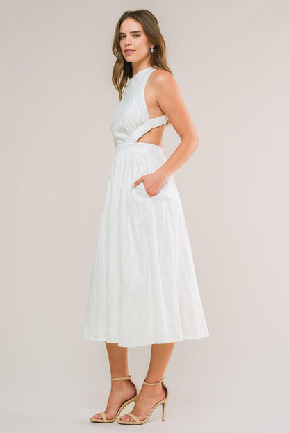 ADMIRED FROM AFAR WOVEN MIDI DRESS Flying Tomato
