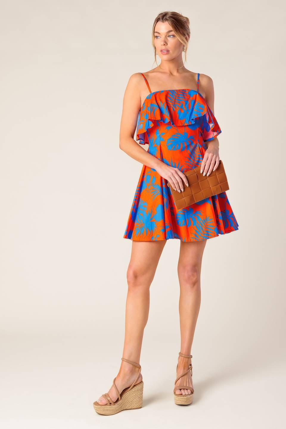 STOPPING TIME ORANGE WOVEN MINI DRESS Flying Tomato