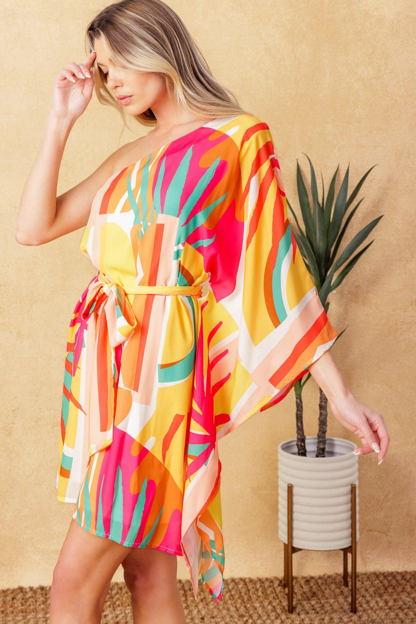 EASY WAY OUT WOVEN KAFTAN MINI DRESS Flying Tomato