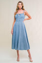 GORGEOUS ADORNMENT DENIM MINI DRESS Flying Tomato