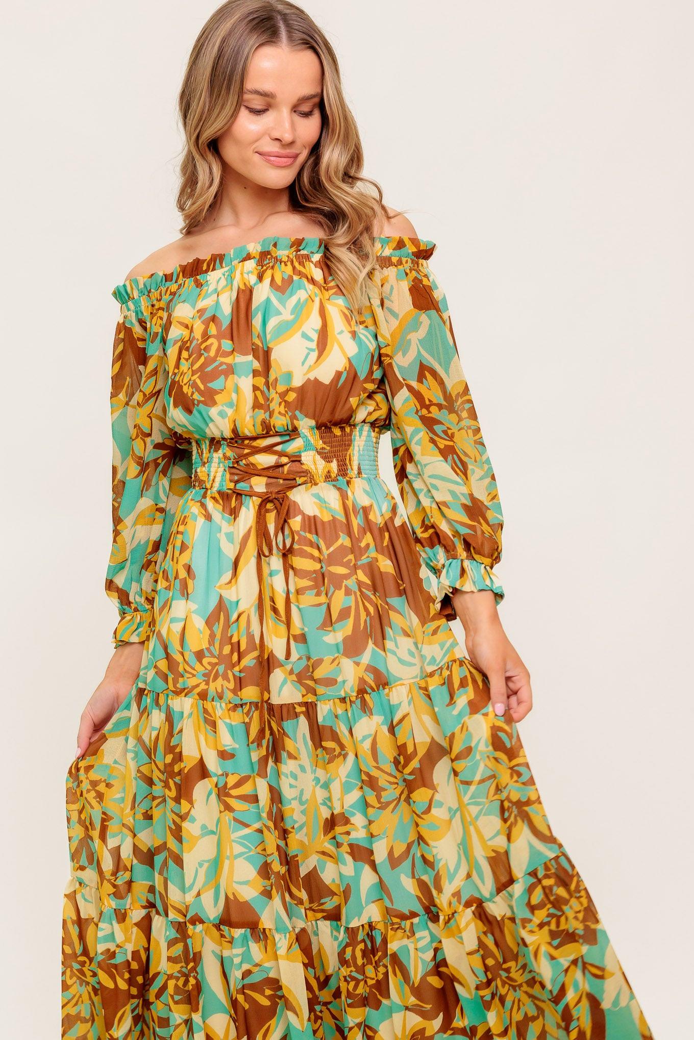 THENA SECRET GARDEN WOVEN MIDI DRESS Flying Tomato