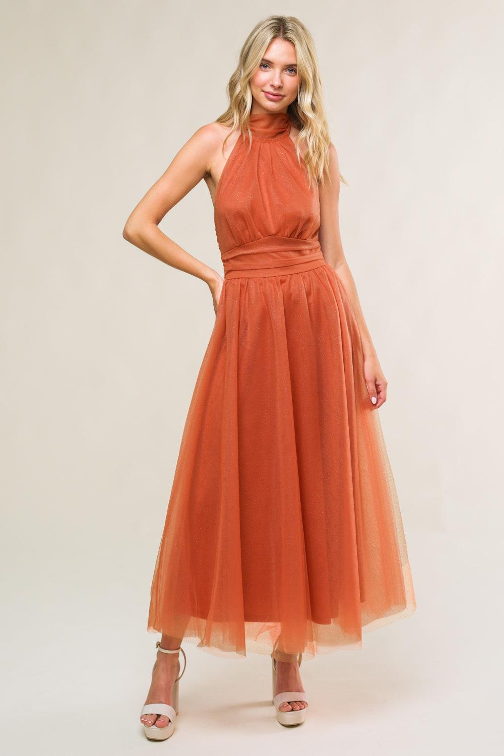 EVERY NOW AND THEN MESH MIDI DRESS Flying Tomato