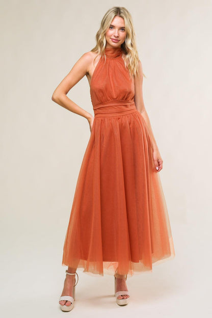 EVERY NOW AND THEN MESH MIDI DRESS Flying Tomato