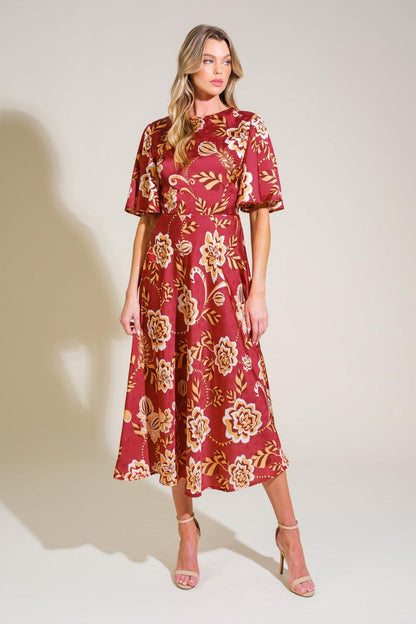 TOTAL FRILL WOVEN MIDI DRESS Flying Tomato