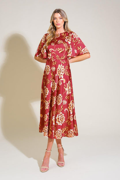 TOTAL FRILL WOVEN MIDI DRESS Flying Tomato