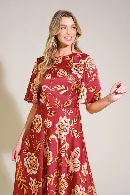 TOTAL FRILL WOVEN MIDI DRESS Flying Tomato