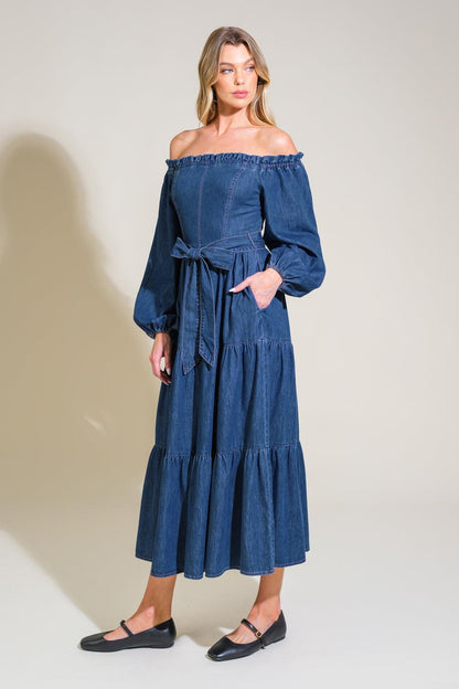 ARTISTIC IMPULSE DENIM MIDI DRESS Flying Tomato