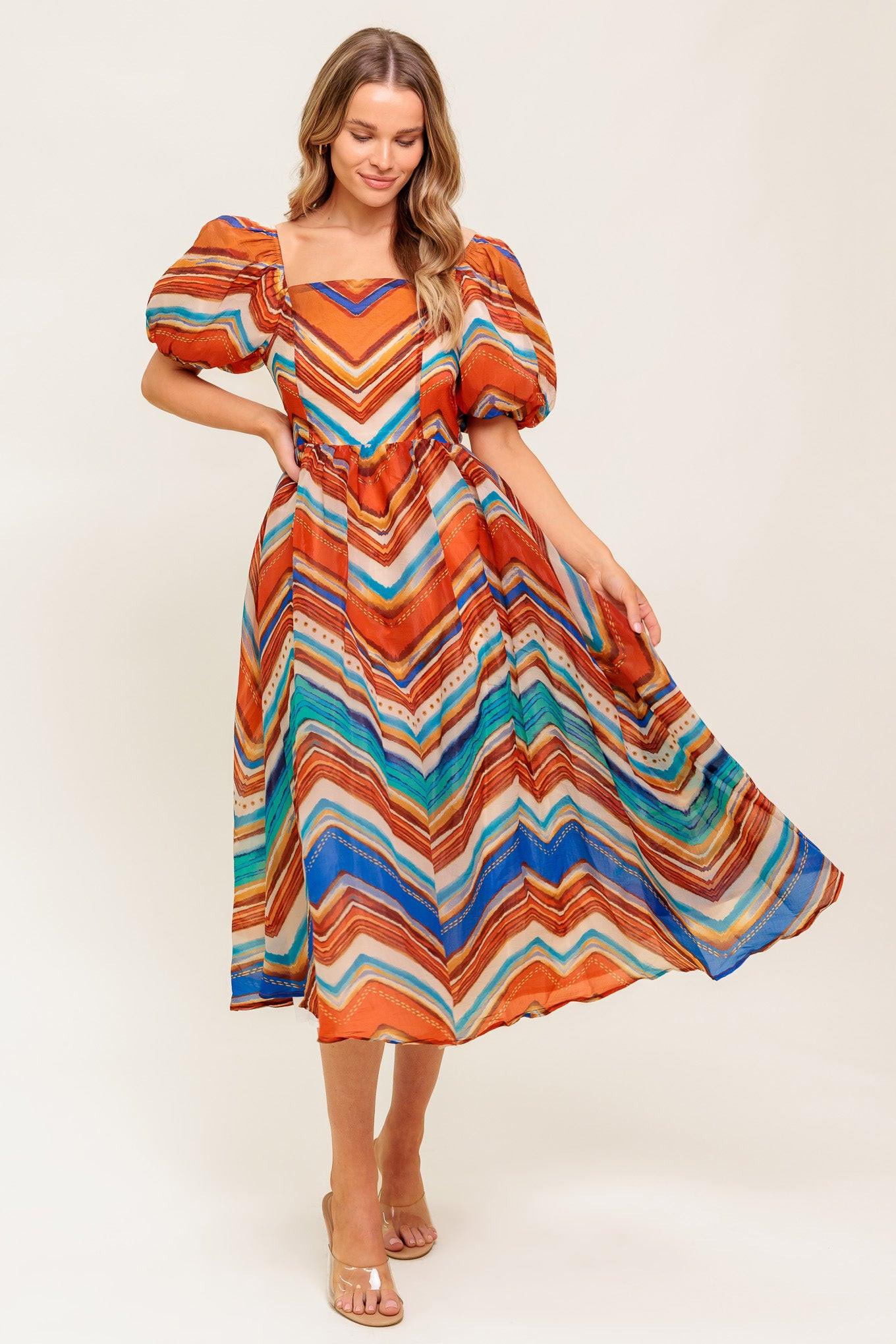 BRIGHT PERSONALITY WOVEN MIDI DRESS Flying Tomato