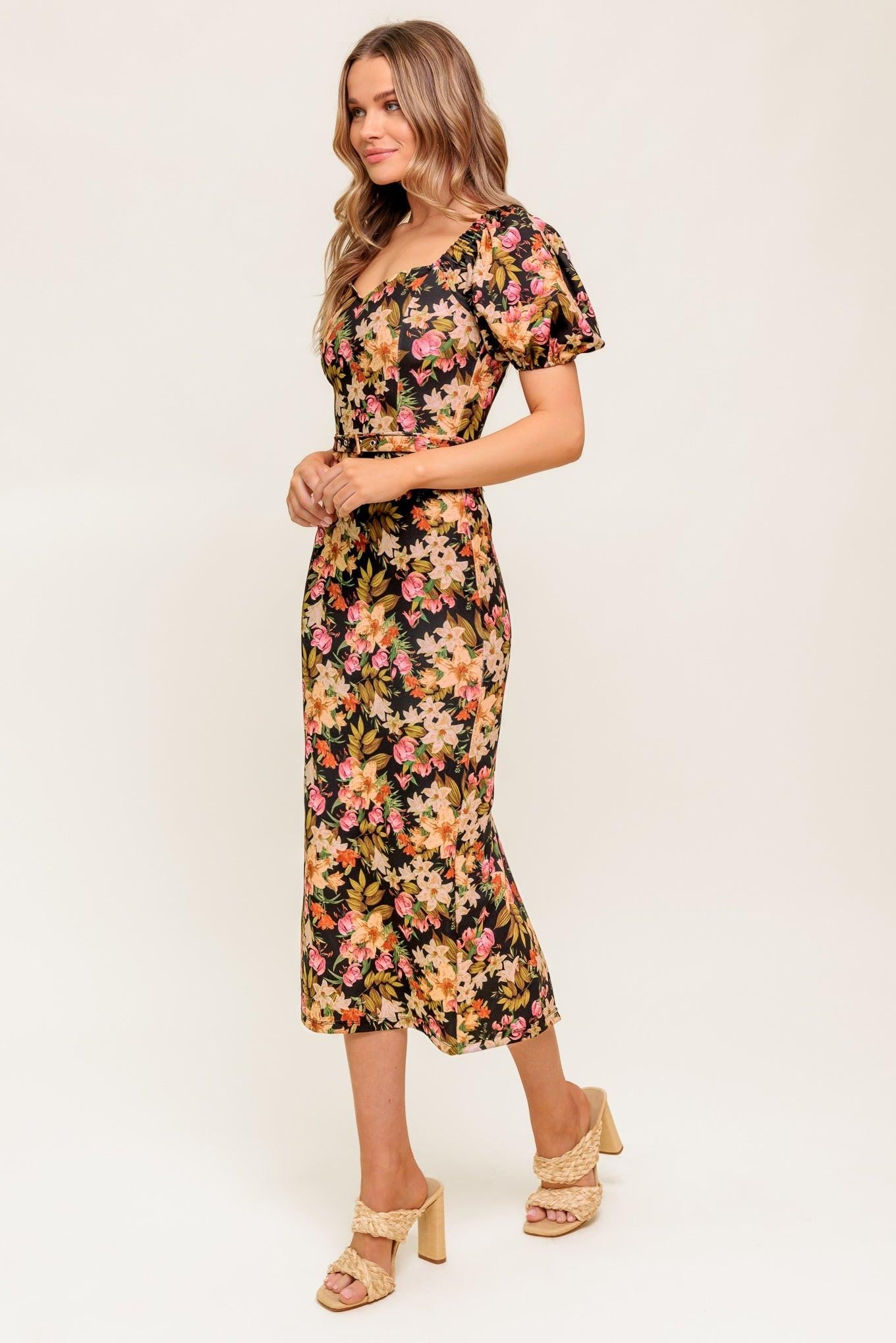 SWEET AT HEART WOVEN MIDI DRESS Flying Tomato