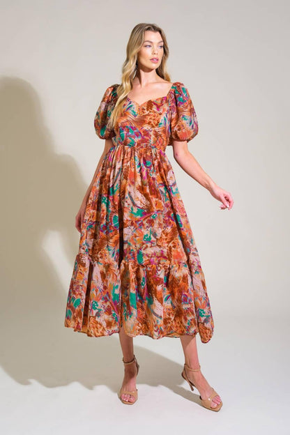 BRING US BACK WOVEN MIDI DRESS Flying Tomato