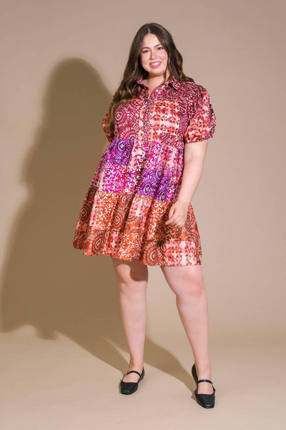 KEEP IT INTERESTING WOVEN MINI DRESS Flying Tomato