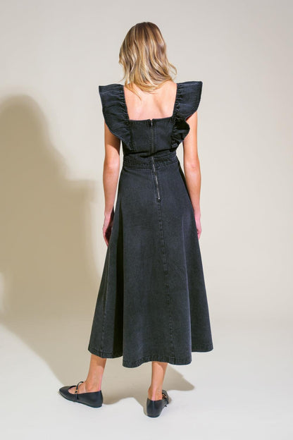 TIMELESS CHARM DENIM MIDI DRESS Flying Tomato