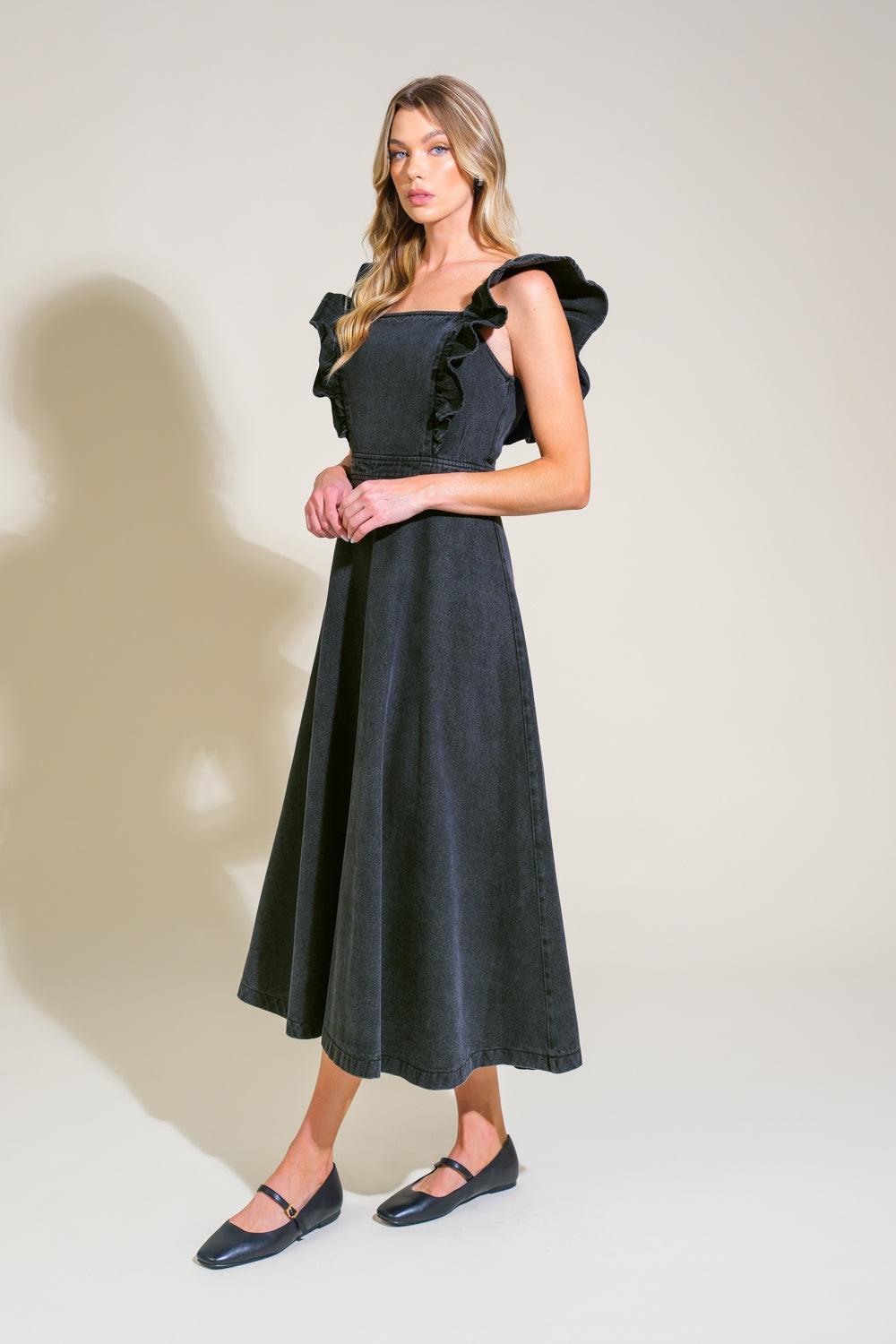 TIMELESS CHARM DENIM MIDI DRESS Flying Tomato