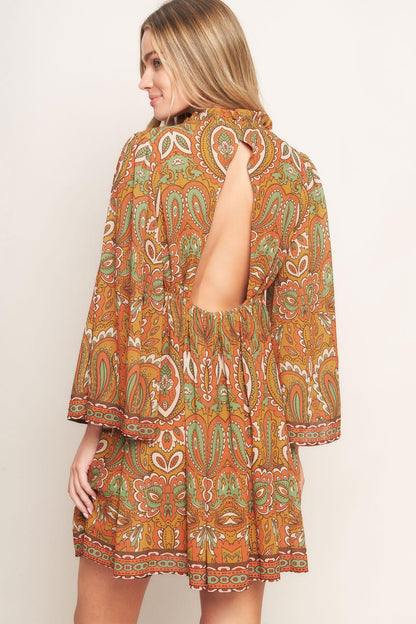 CROSS MY MIND WOVEN MINI DRESS Flying Tomato