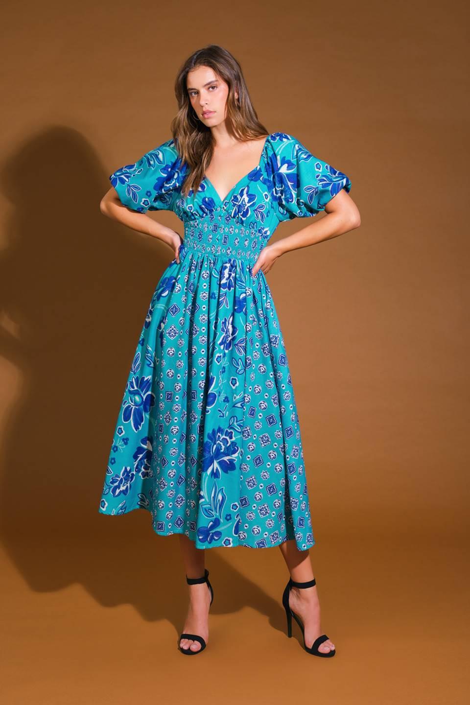 NEW CASTLE WOVEN MIDI DRESS Flying Tomato