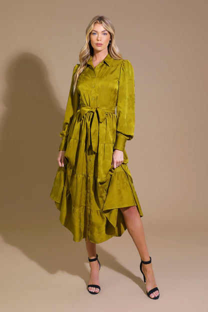 TOTAL APPEAL WOVEN JACQUARD MIDI DRESS Flying Tomato
