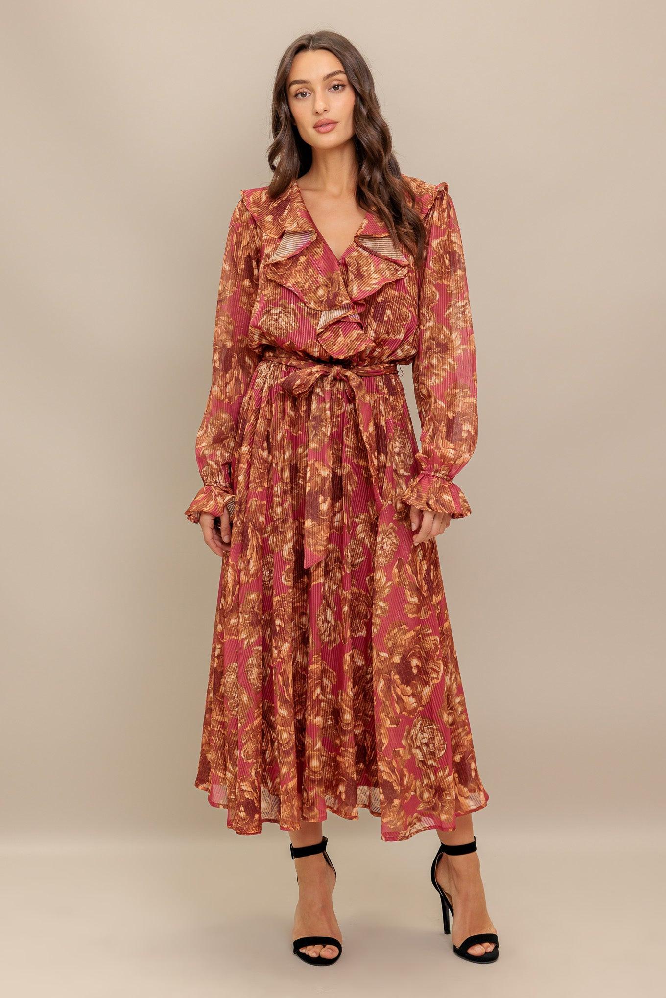 AUTUMN SONATA WOVEN MIDI DRESS Flying Tomato