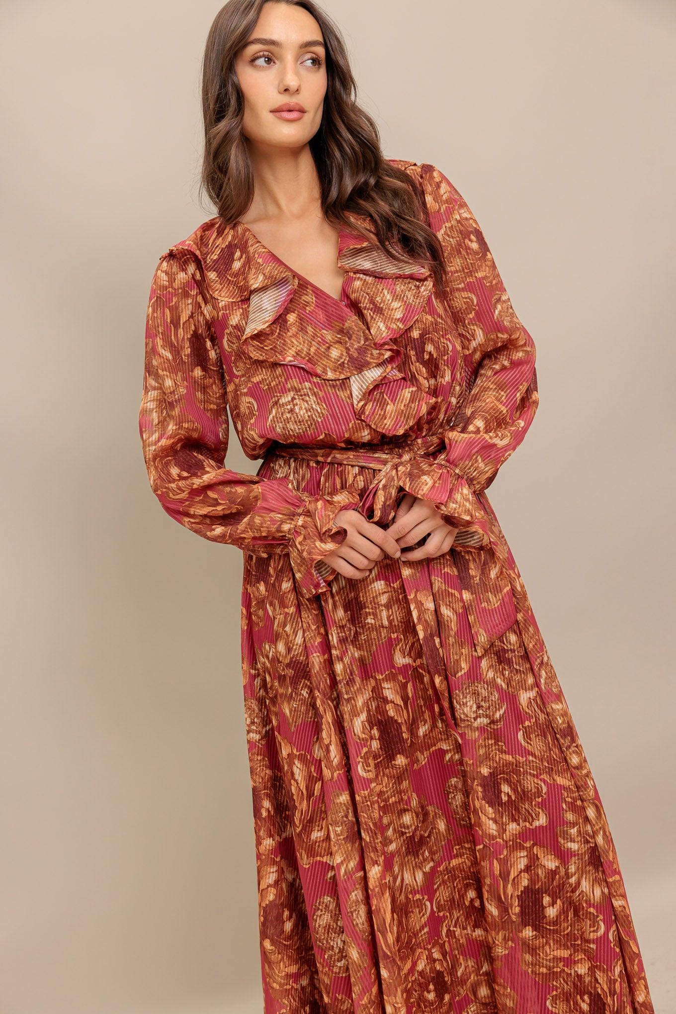 AUTUMN SONATA WOVEN MIDI DRESS Flying Tomato