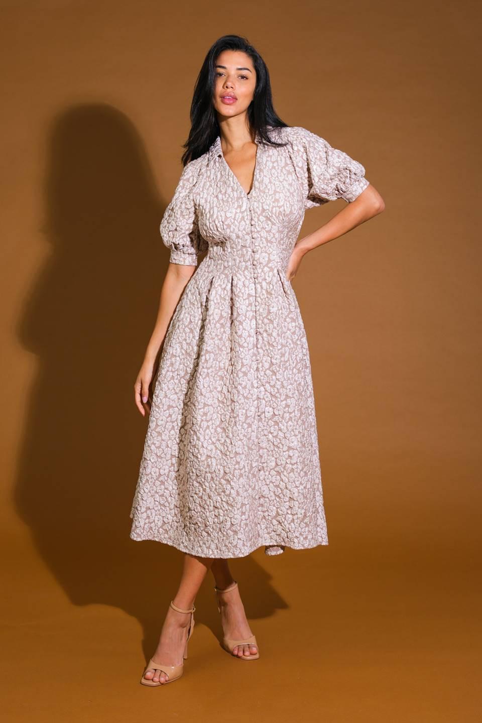 PERFECT VISION WOVEN MIDI DRESS Flying Tomato