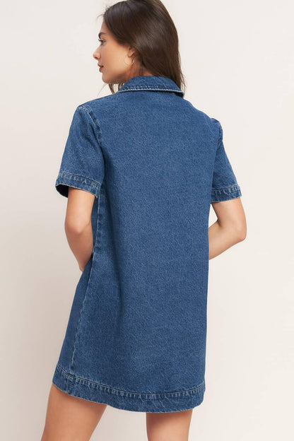 BLUE CANVAS DENIM MINI DRESS Flying Tomato