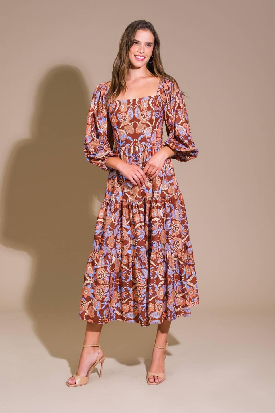 KEEPPING TABS WOVEN MIDI DRESS Flying Tomato