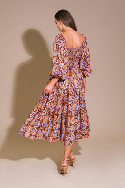 KEEPPING TABS WOVEN MIDI DRESS Flying Tomato