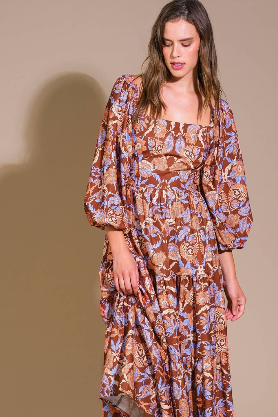KEEPPING TABS WOVEN MIDI DRESS Flying Tomato
