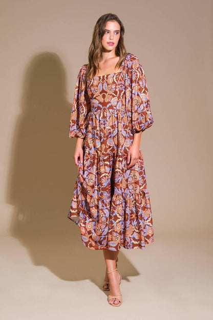 KEEPPING TABS WOVEN MIDI DRESS Flying Tomato