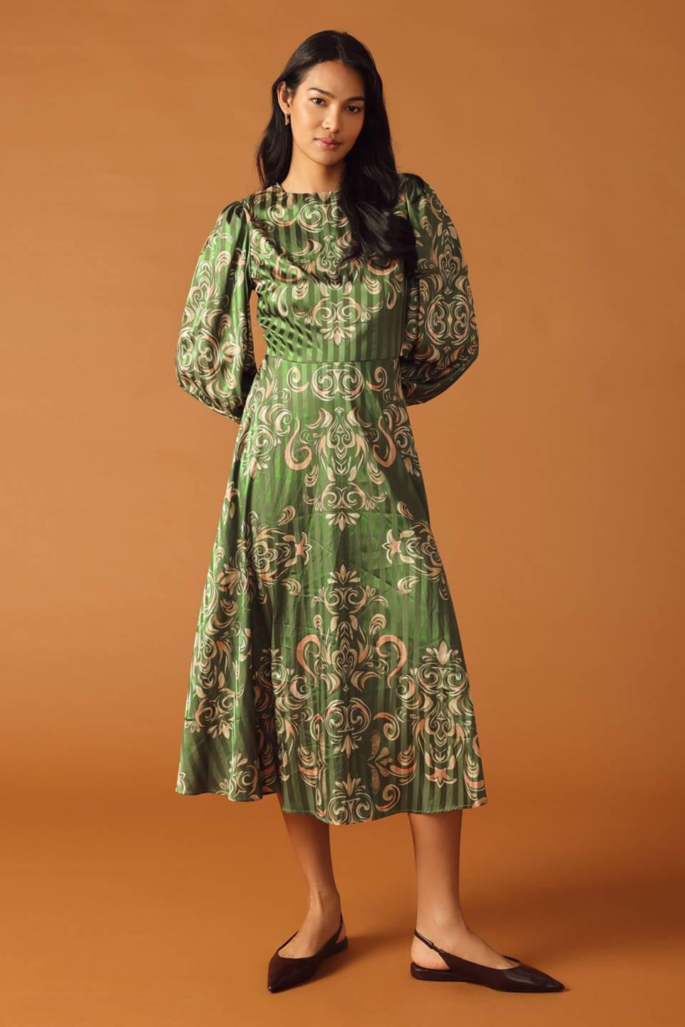 MOMENTS OF CLARITY WOVEN MIDI DRESS Flying Tomato