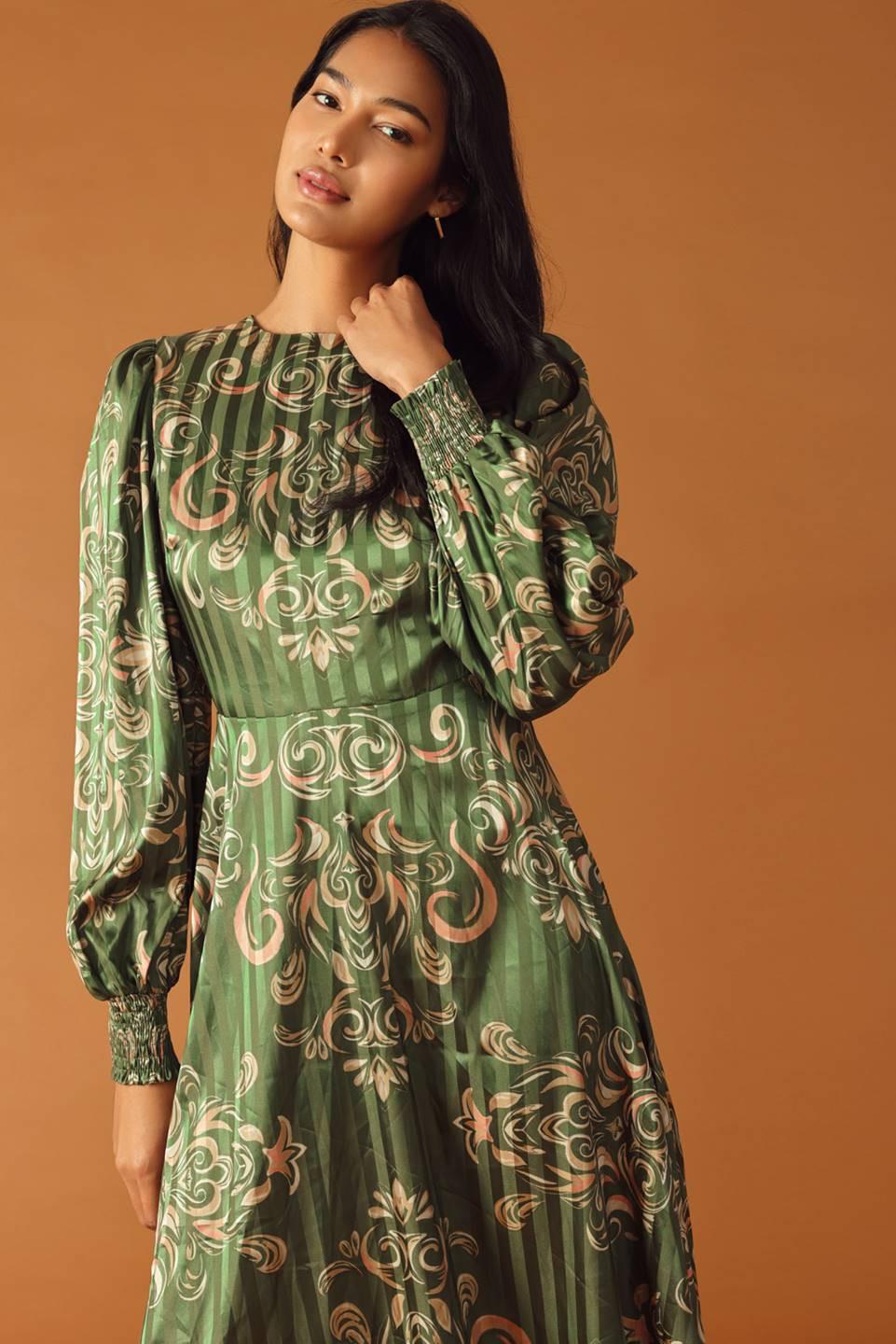 MOMENTS OF CLARITY WOVEN MIDI DRESS Flying Tomato