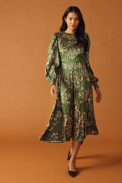 MOMENTS OF CLARITY WOVEN MIDI DRESS Flying Tomato