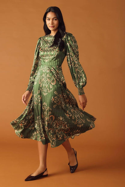 MOMENTS OF CLARITY WOVEN MIDI DRESS Flying Tomato